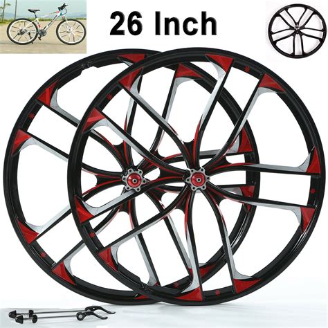 Imeshbean 26 In. Bike Wheels 10 Spokes Rim Single Speed Bicycle Wheels ...