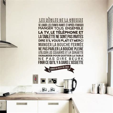 Sticker Mural Les R Gles De La Cuisine Accessoire De Cuisine Pratique