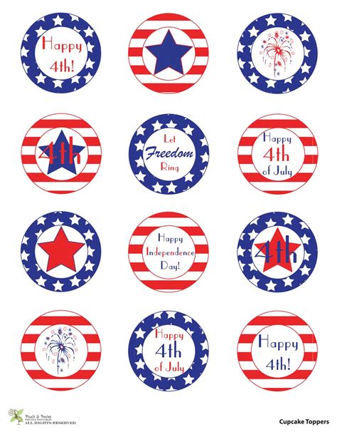 Pixels Posies Free 4th Of July Cupcake Toppers