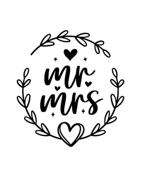 Premium Vector Hand Lettering Mr And Mrs Wedding Bride Groom Couple