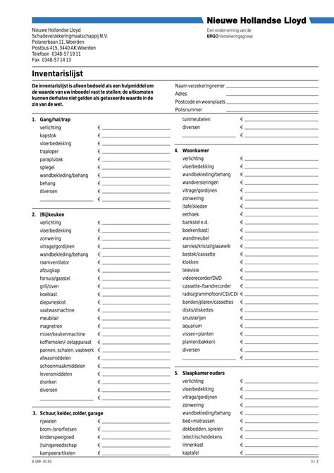 Inboedel-inventarisatielijst