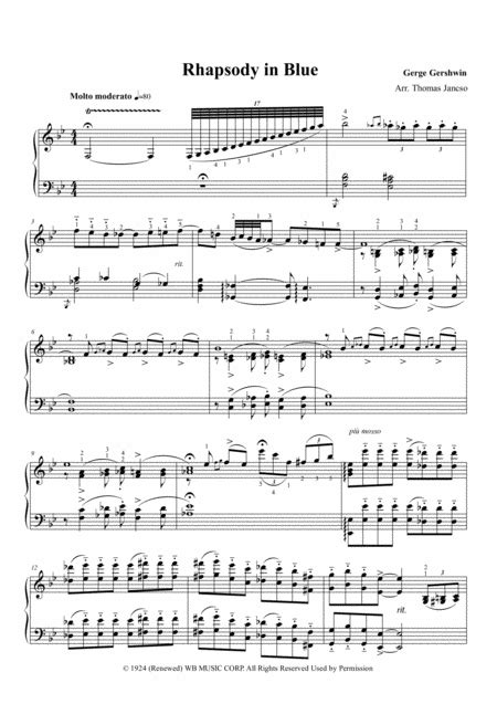 Rhapsody In Blue Arr Thomas Jancso By George Gershwin Sheet Music For Piano Solo At Sheet