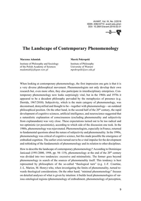 Pdf The Landscape Of Contemporary Phenomenology