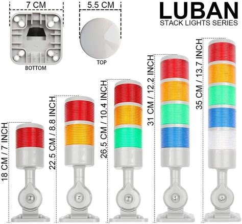 LUBAN LED Signal Tower Stack Lights With Rotatable Base Steady