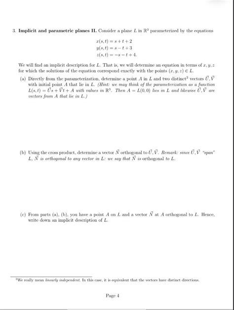 Solved 3 Implicit And Parametric Planes Ii Consider A