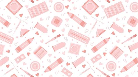 Seamless Pattern Banner On Horizontal Background With Birth Control