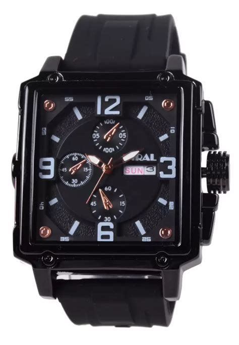 Jual Viral Viral Jam Tangan Analog Pria Black Case Black Rubber Strap