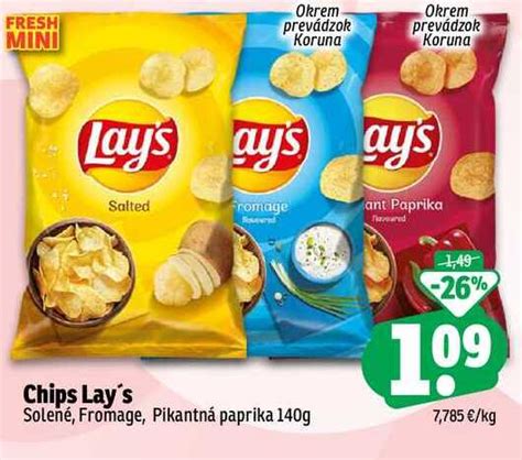 Chips Lay s Solené Fromage Pikantná paprika 140g v akcii Zlacnene sk