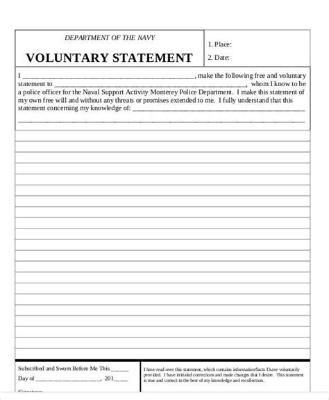 printable voluntary statement form printable word searches