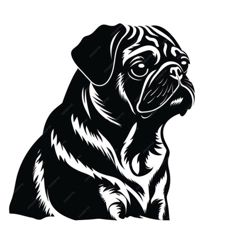 Premium Ai Image A Silhouette Black And White Pug Dog Sitting Down