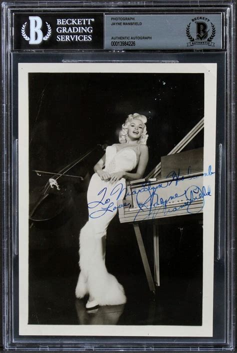 Jayne Mansfield To Marilyn Holcomb Love Signed Bandw 5x7 Sexy Photo Bas