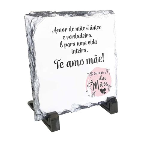 Quadro Pedra Frase Amor De Mãe Único Presente Dia Das Mães em Promoção