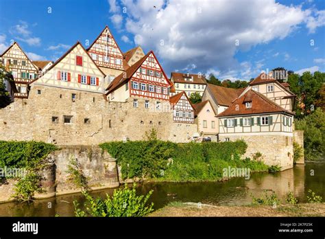 Schwäbisch Hall half timbered houses from the middle ages town city at