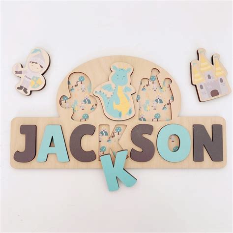 Wooden Name Puzzle, Jigsaw Puzzle, Personalised Wooden Toys,baby Boys ...