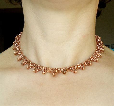 Pure Copper Spike Necklace Thick Chain Choker Thorn Necklace Etsy