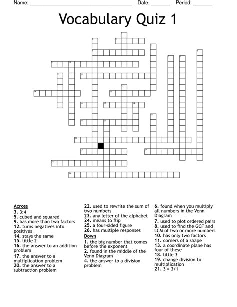 Prime Factorization GCF LCM Crossword WordMint