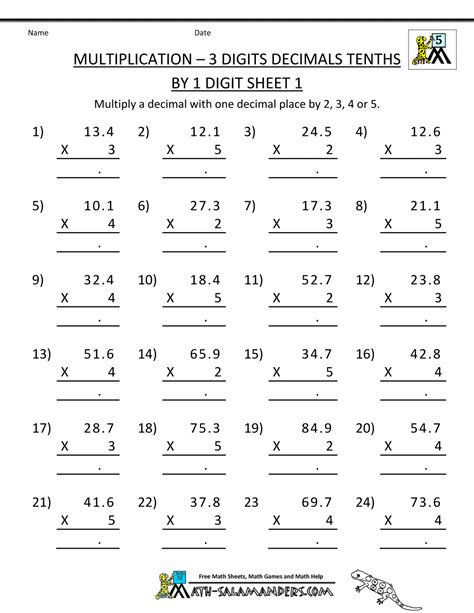 Multiplying Decimal Worksheets Printables 768404 Free Worksheets Samples