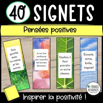 Signets Pens Es Positives French Bookmarks Growth Mindset By Franco