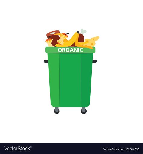 Recycle Trash Bin For Organic Garbage In Flat Vector Image