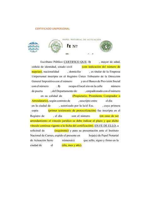 Certificado E-notariado - Modelo de Certificado Notarial | PDF