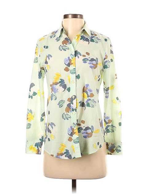 Banana Republic Polyester Floral Motif Floral Yellow Long Sleeve