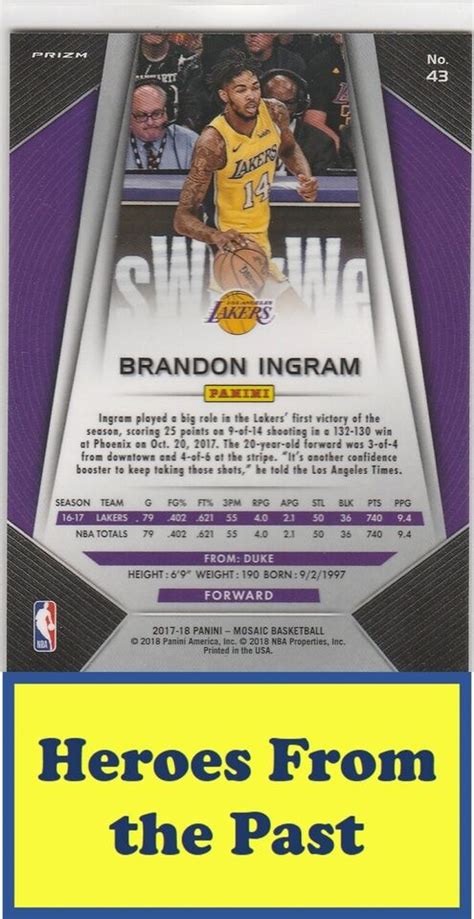 2017 18 Panini Mosaic Prizm 43 Brandon Ingram 052 L EBay