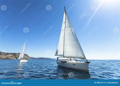 Luxury Yachts Boats In Sailing Regatta Stock Image Image Of Beauty