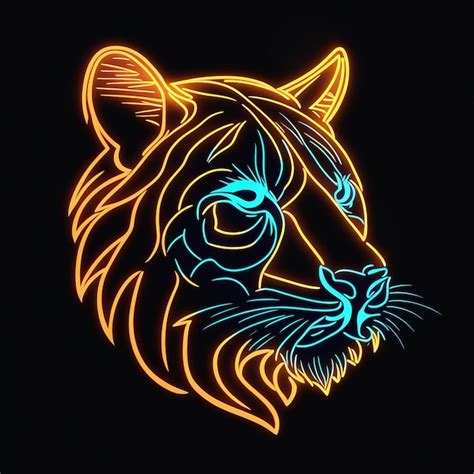 Premium Vector Vector Illustration Of Tiger Head With Lights And