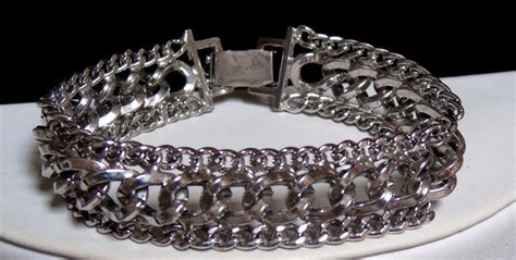 Vintage Sarah Coventry Signed Silver Tone Multi Chain Link Bracelet