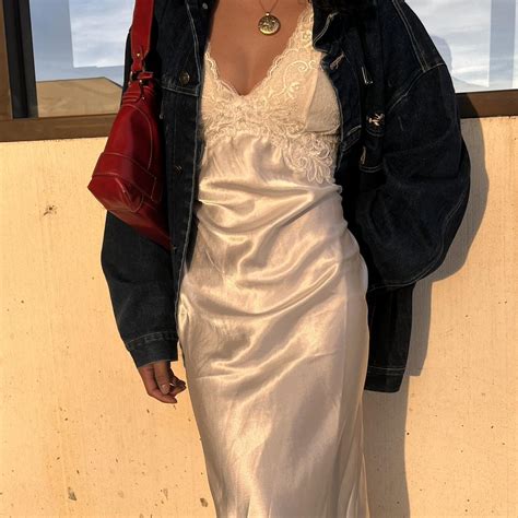 Vintage White Silk Lingerie Slip Dress Lingerie Depop