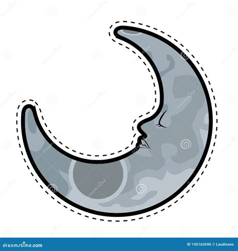 Half Moon Face Dotted Sticker Stock Vector - Illustration of black ...