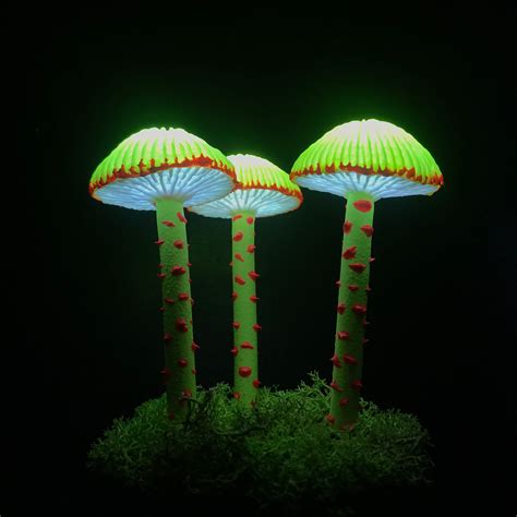 Fluorescent Mushroom Led Night Light Trippy Lamp Glowing In Etsy