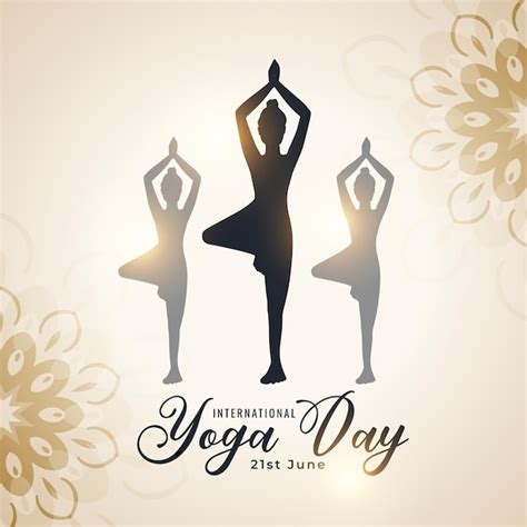 Free Vector Beautiful International Yoga Day Background With Women