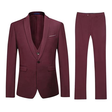 3 Piece Slim Fit Classic Casual Maroon Suit In 2021 Slim Fit Men