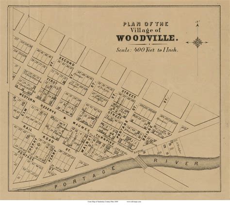 Woodville Village Woodville Ohio 1860 Old Town Map Custom Print