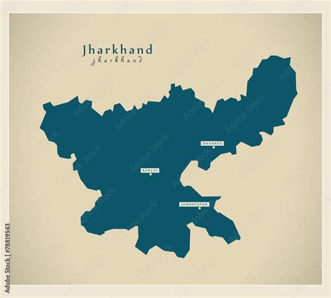 Modern Map - Jharkhand IN Stock Vector | Adobe Stock