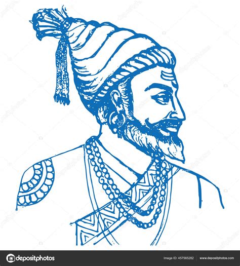 Dibujo Boceto Chhatrapati Shivaji Maharaj Gobernante Indio Miembro Del