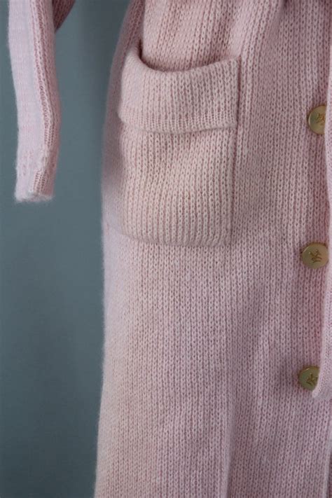 Vintage 1950s Pastel Pink Mohair Cardigan Sweater Coat With Tags