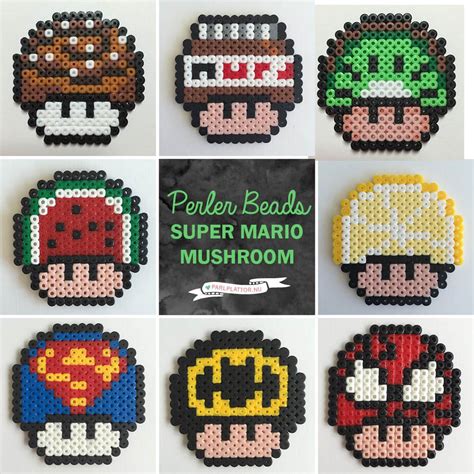 Parlplattor Super Mario Svampar Perler Beads Mario Mushroom 1 Perler