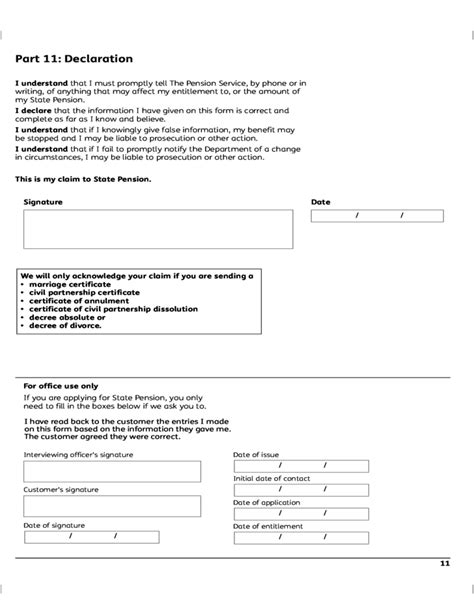 State Pension Application Form Free Download