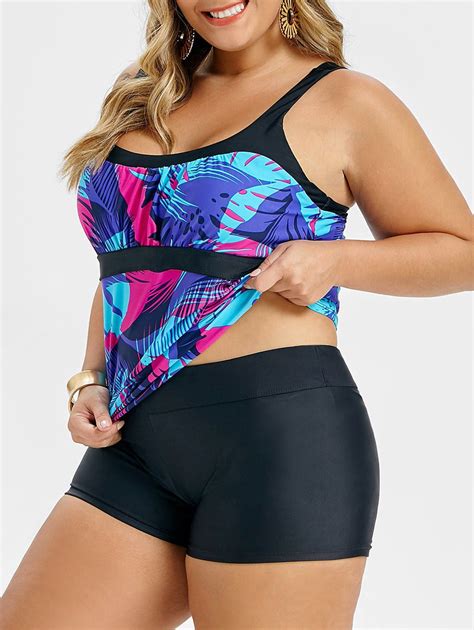 35 Off 2021 Printed Plus Size Tankini Top In Multicolor B Dresslily