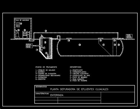 Planta Depuradora De Efluentes Cloacales En Dwg Librer A Cad