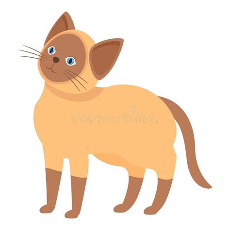 Cute Siamese Cat Standing And Looking Up Stock Vector Illustration Of