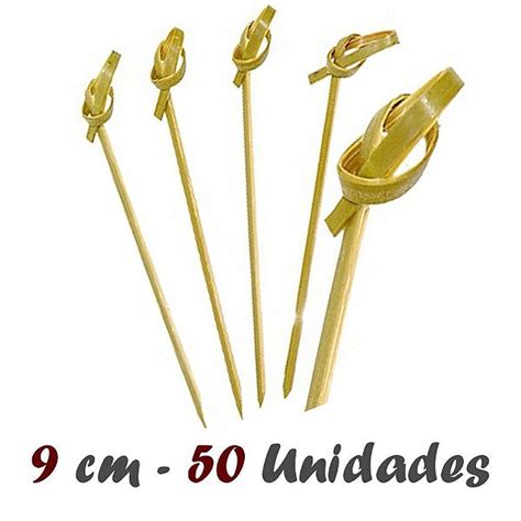 Espeto Knotted Stick Cm Bambu N Unids Embalagens Descart Veis