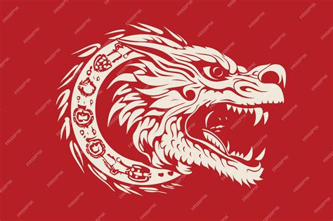 Premium Vector Chinese Dragon Symbol Red Background