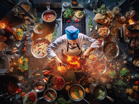 Premium AI Image | Captivating Culinary Chaos A Master Chef's Artistry ...