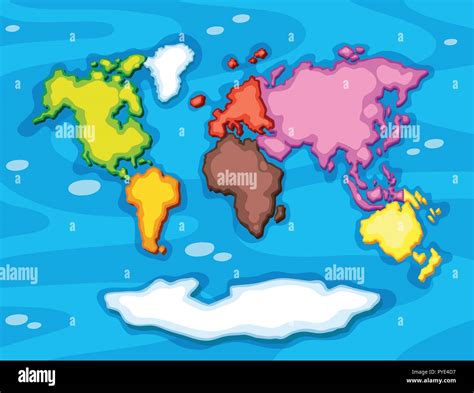 Worldmap in different color continents illustration Stock Vector Image ...