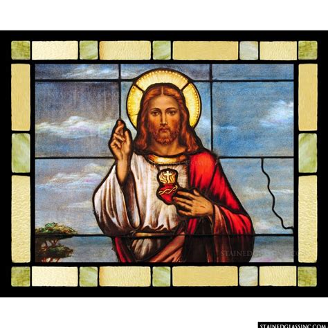 "The Sacred Heart" Religious Stained Glass Window