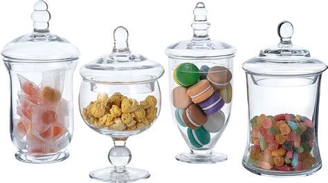 Myt Clear Glass Apothecary Jars With Lid Decorative