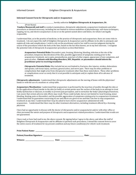 Chiropractic Acupuncture Consent Form Form Resume Examples Vj1ykpdn3y